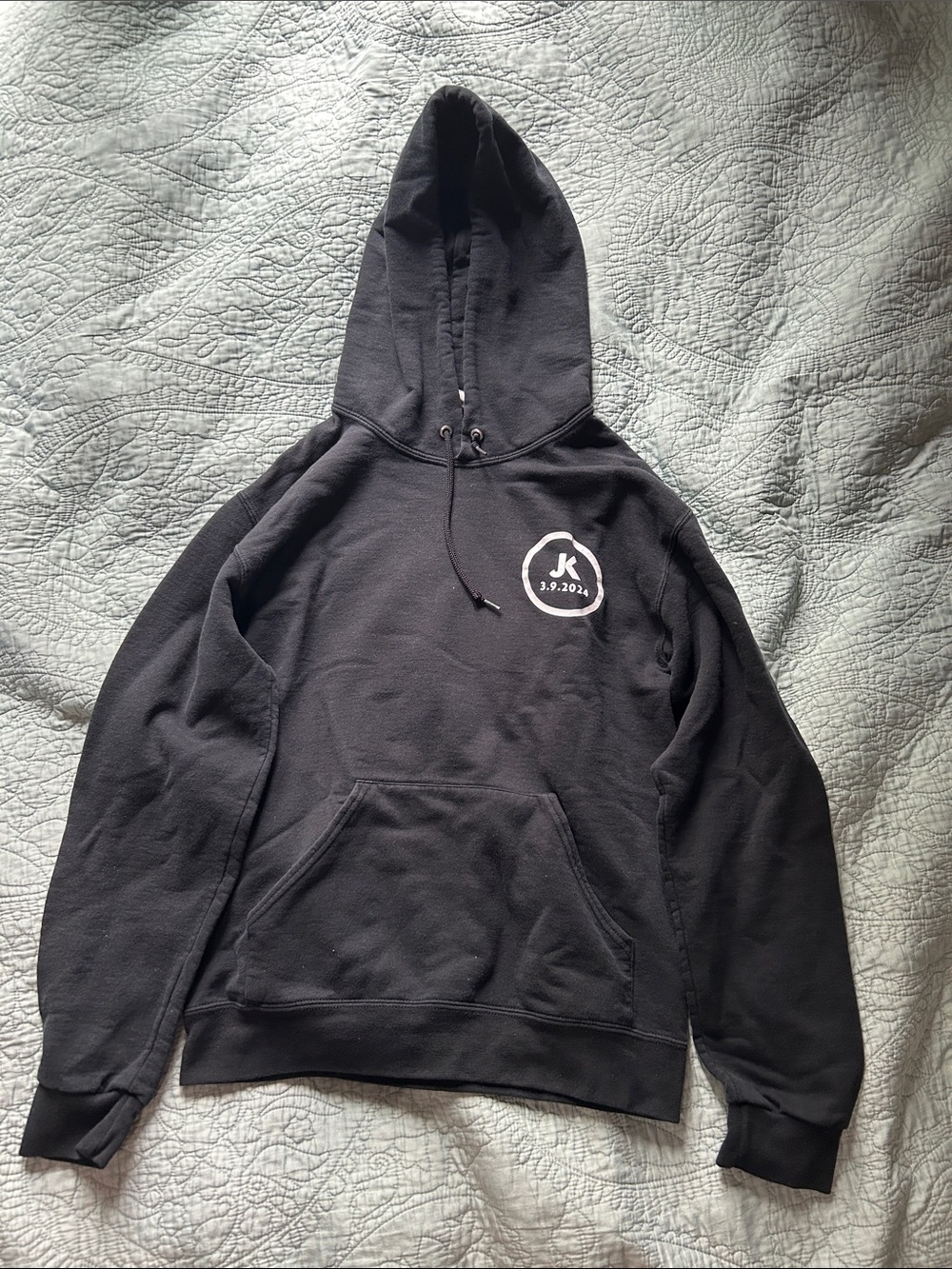 Jerzees Black Pullover Hoodie with White Chest Logo S